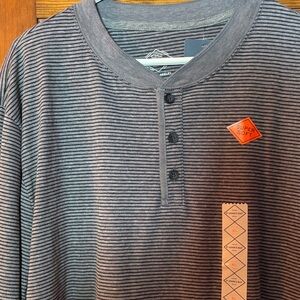 St. John's Bay new Gray Striped Henley Shirt